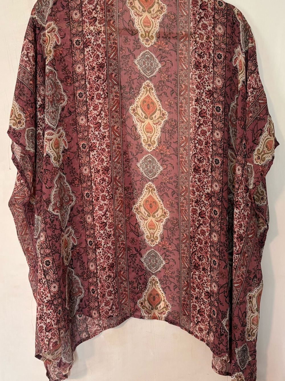 Altar'd State Mauve Paisley Sheer Kimono